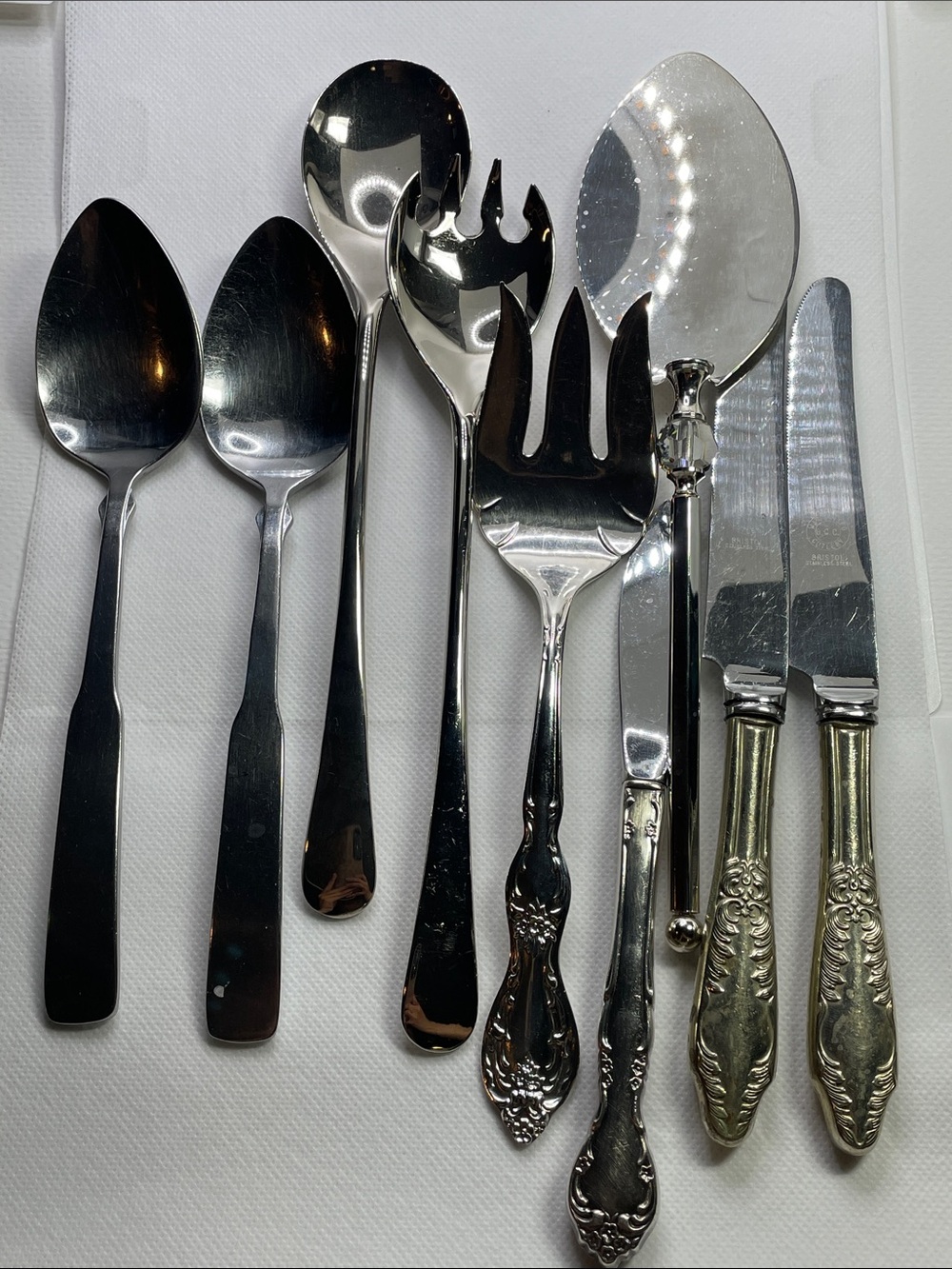Vintage Stainless Steel Serving Spoon & Cutlery Set - Silver